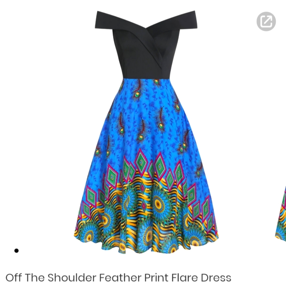 Black/peacock off the shoulder dress size XL